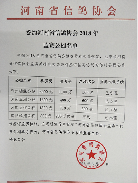 藁城信鸽协会最新公告发布
